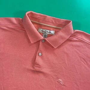 Tommy Bahama XL Coral Pink‎ Pima Cotton Blend Golf Polo Shirt Mens